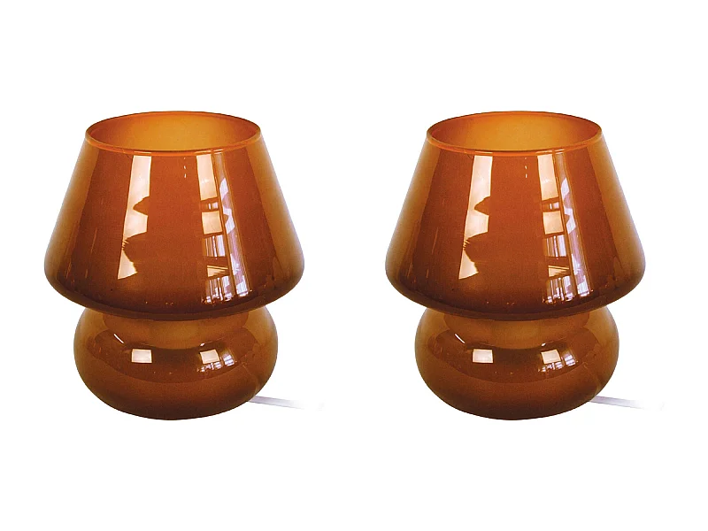 Lampe de Chevet TOSEL ,verre,Marron,H16,5xD15,5xP15,5cm