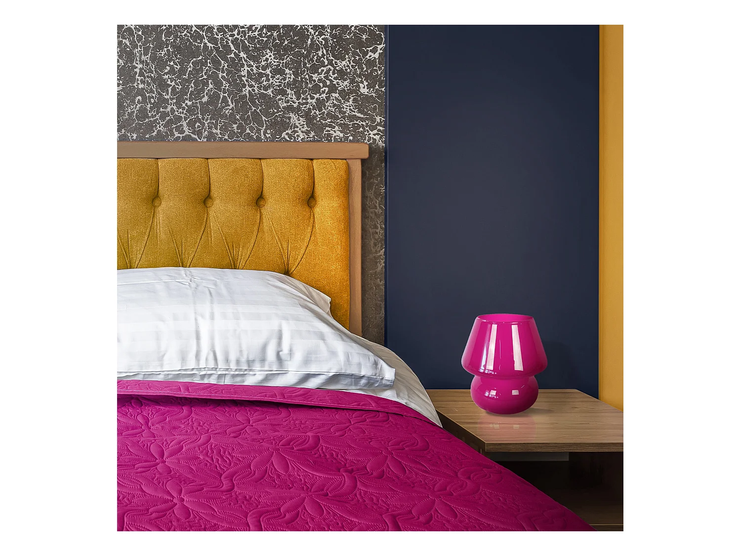 Lámpara de noche TOSEL ,vidrio,Rojo,A16,5xD15,5xP15,5cm