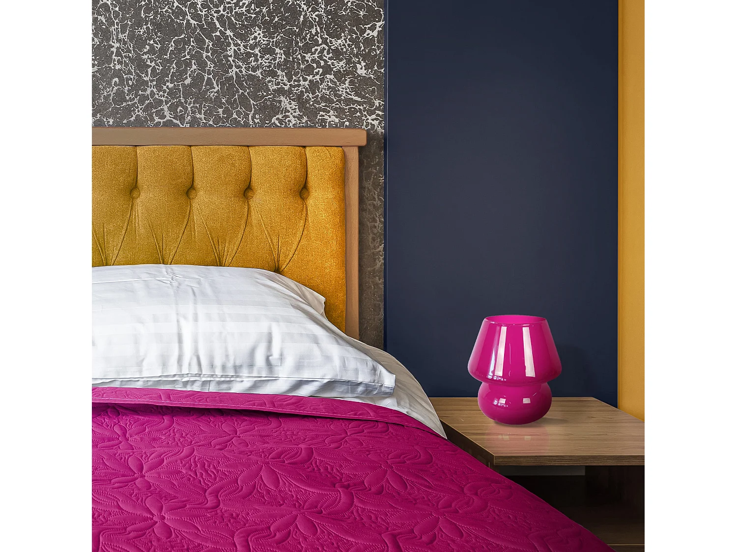 Lámpara de noche TOSEL ,vidrio,Rojo,A16,5xD15,5xP15,5cm