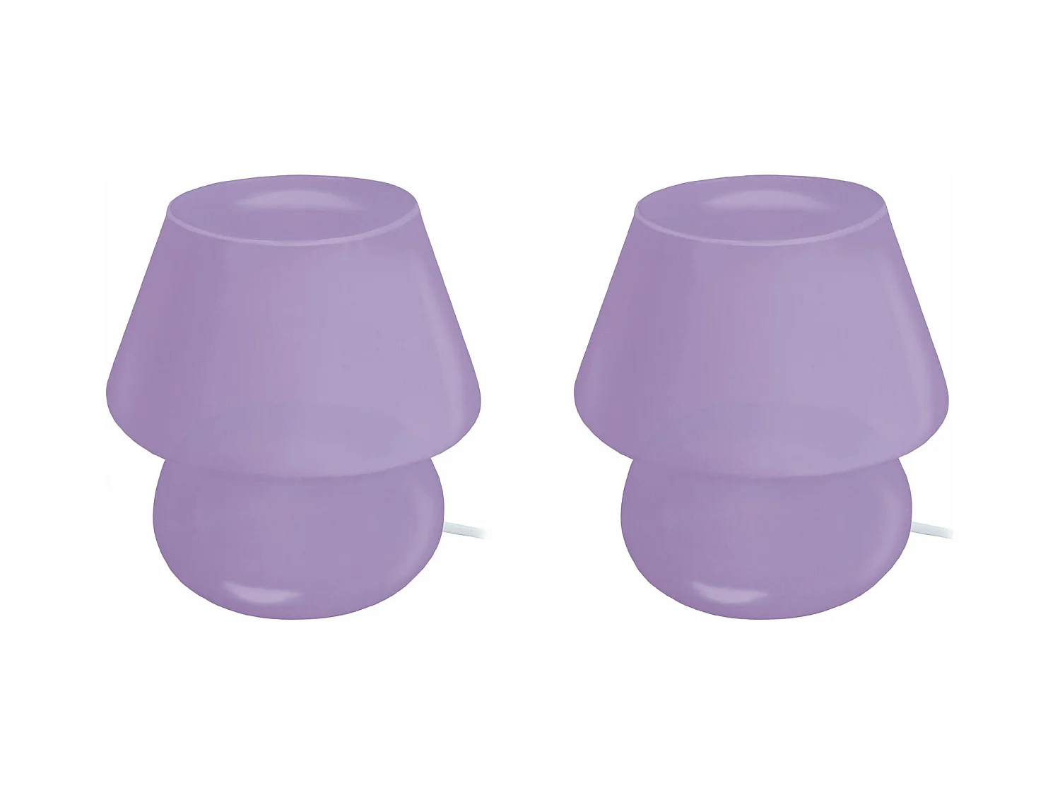 Pair de Lampes de chevet champignon verre  purple 16,5 cm.