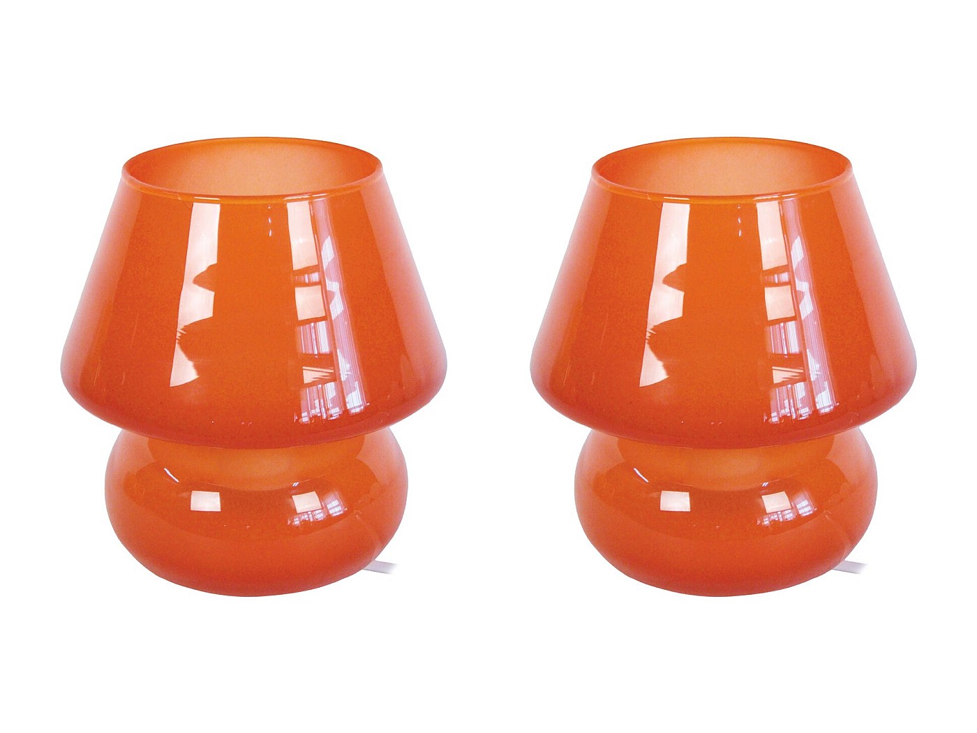 Lampes de chevet ou de table blanches et orange, années 1960