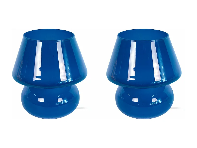 Abajur TOSEL KATIA LT2 vidro cogumelo azul D14 x  H24  cm
