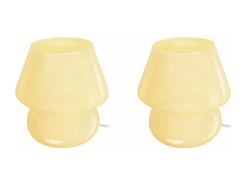 Pair de Lampes de chevet champignon verre  jaune 16,5 cm.