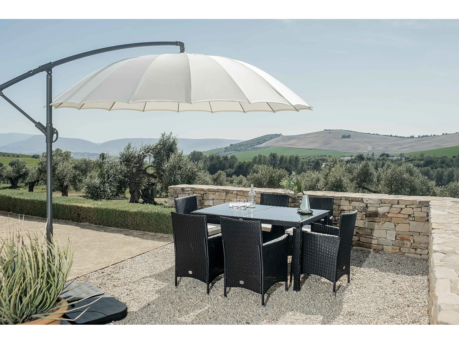 Parasol Tarifa 1 Parasol Aluminio, acero y poliéster Blanco KieferGarden