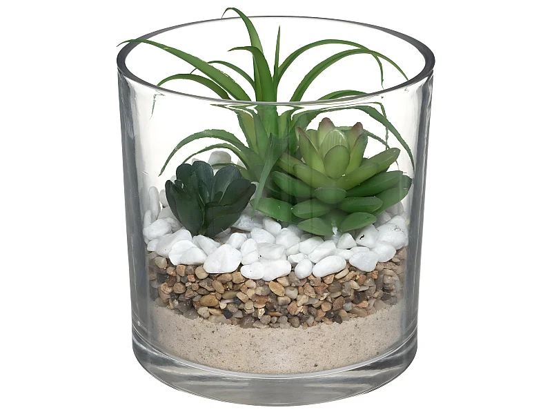 Composition Pot "Plante Artificielle" 16cm Transparent