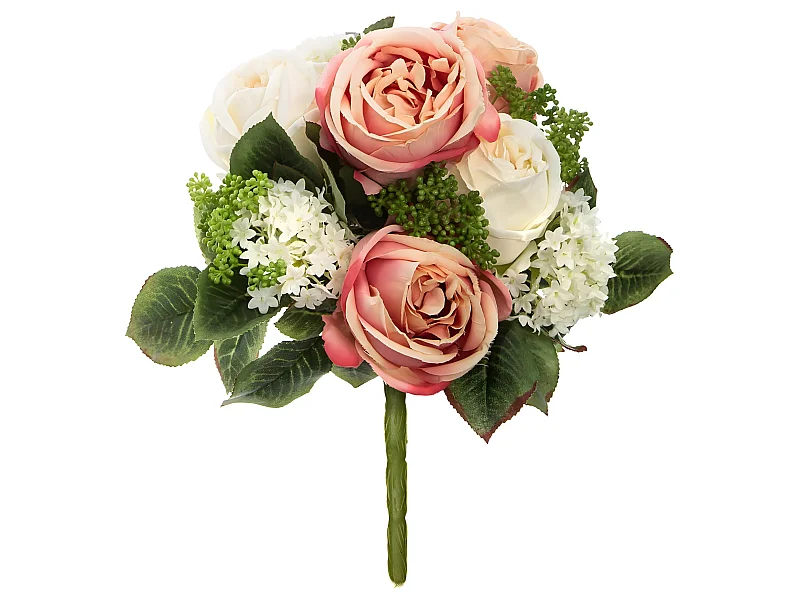 Bouquet de Fleurs "Vero" 35cm Rose & Blanc