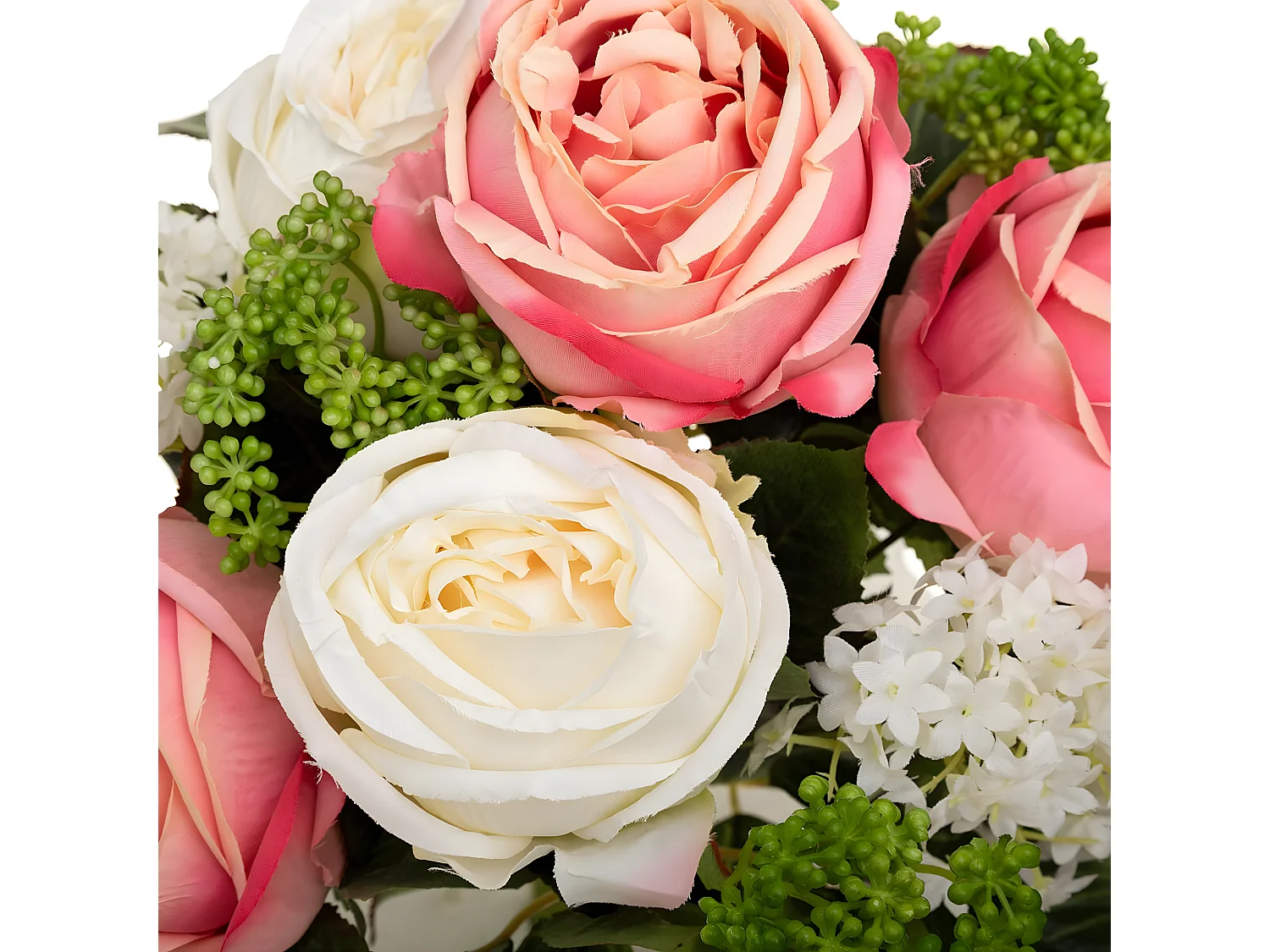 Bouquet de Fleurs "Vero" 35cm Rose & Blanc