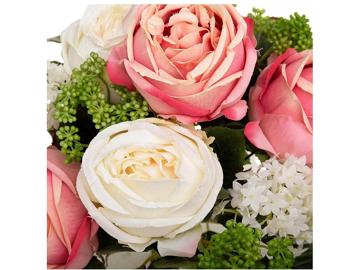 Bouquet de Fleurs "Vero" 35cm Rose & Blanc