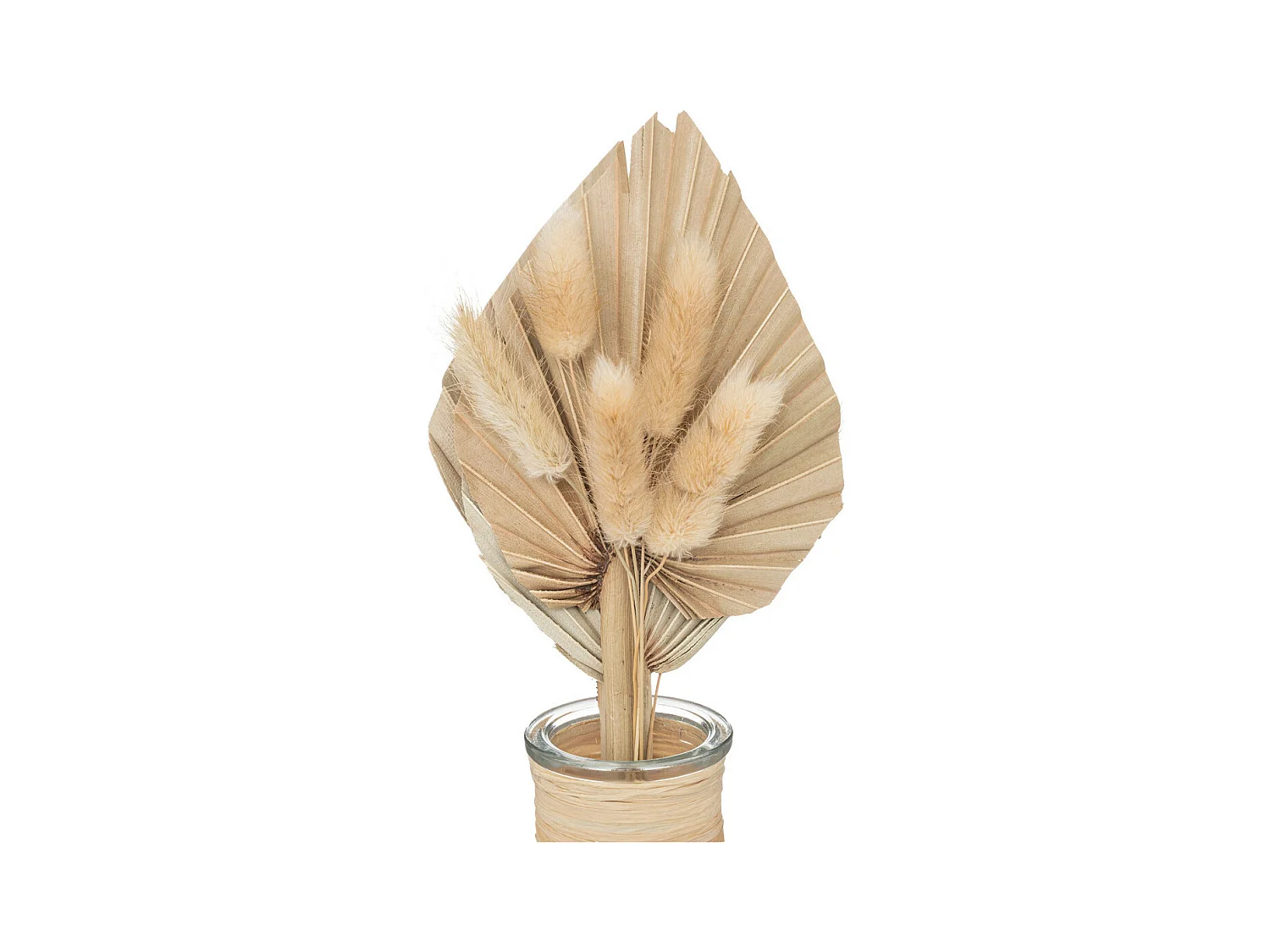 Composition de Fleurs Séchées Vase en Verre H 28.5 cm