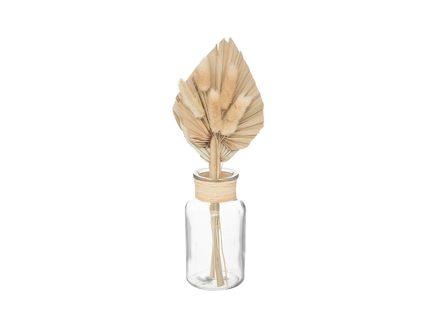 Composition de Fleurs Séchées Vase en Verre H 28.5 cm
