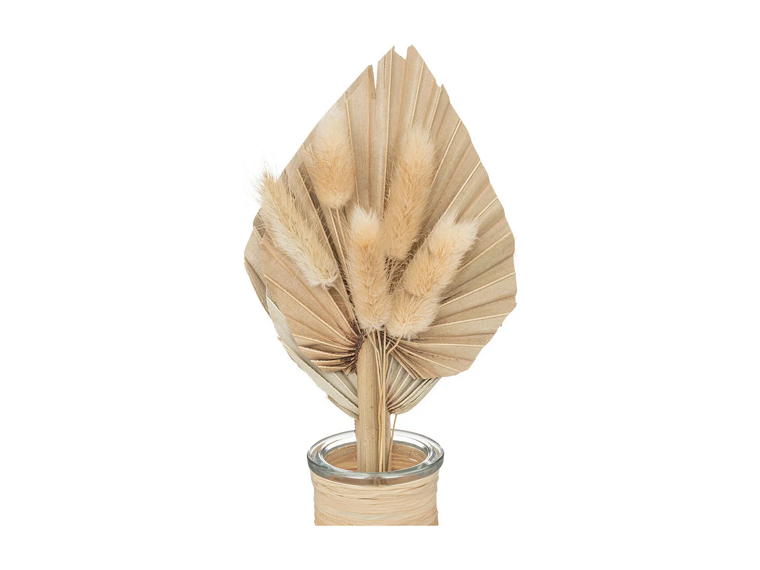 Composition de Fleurs Séchées Vase en Verre H 28.5 cm