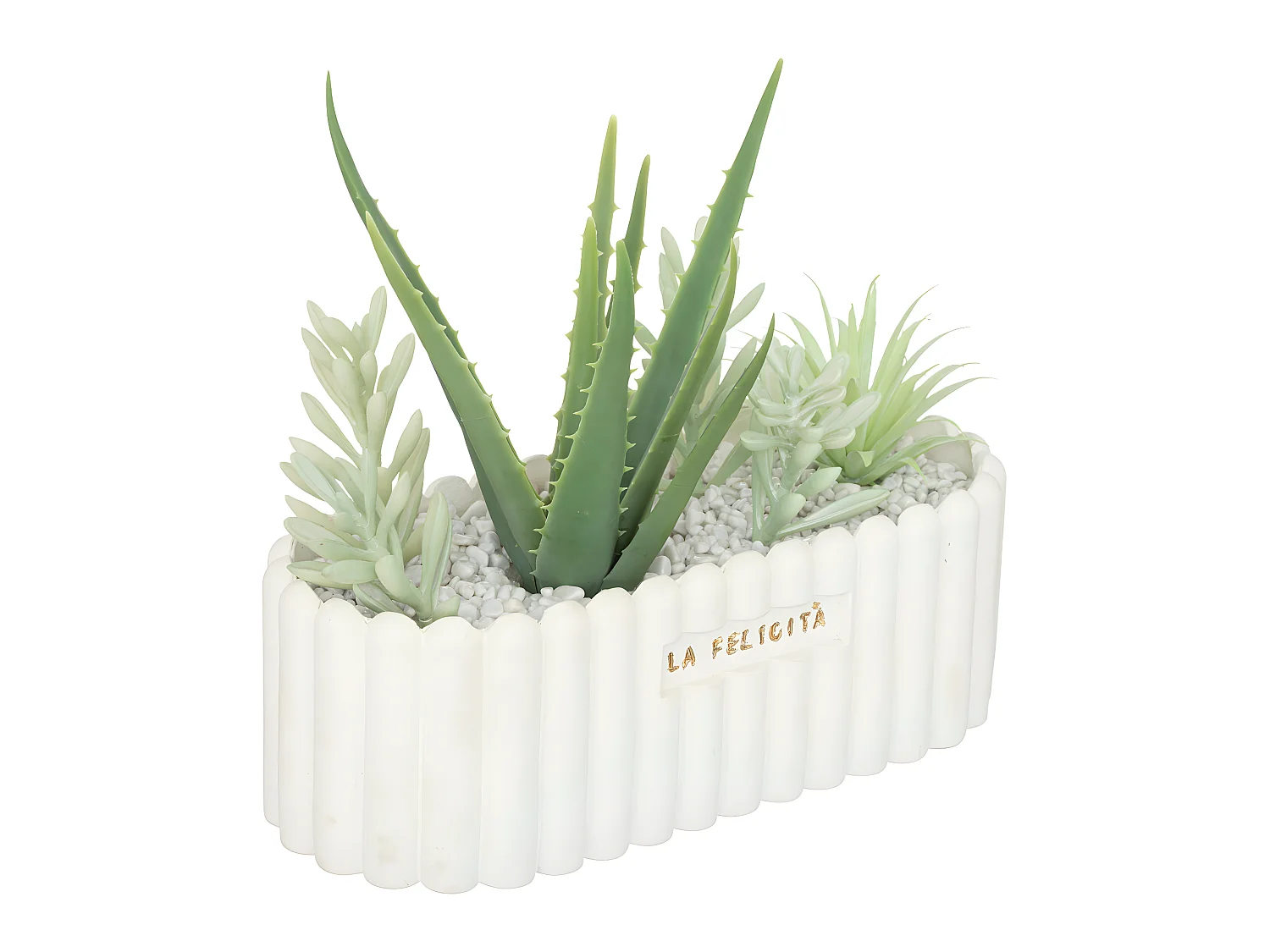 Plantes artificielles dans une Jardinière en céramique L 35 x H 15 cm