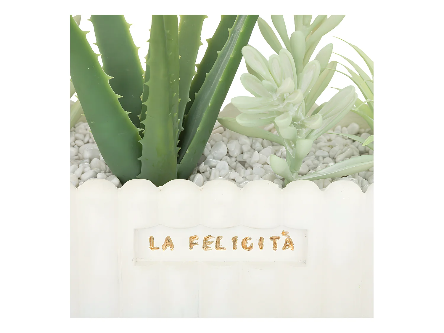 Plantes artificielles dans une Jardinière en céramique L 35 x H 15 cm