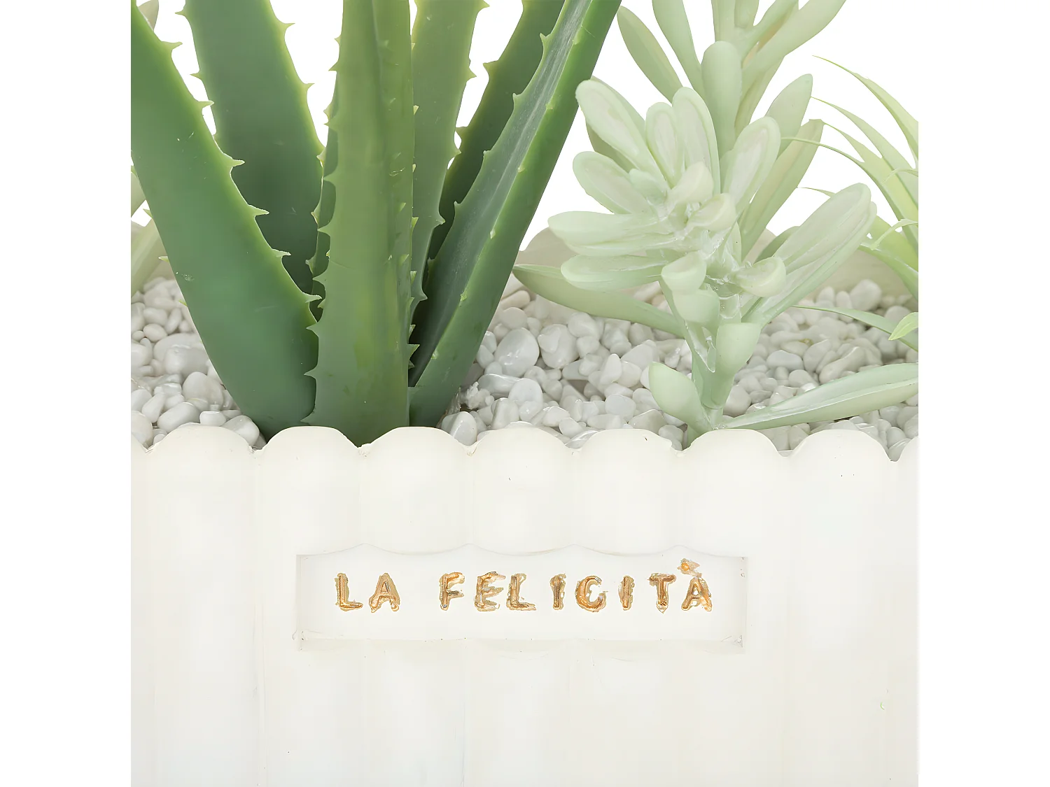 Plantes artificielles dans une Jardinière en céramique L 35 x H 15 cm