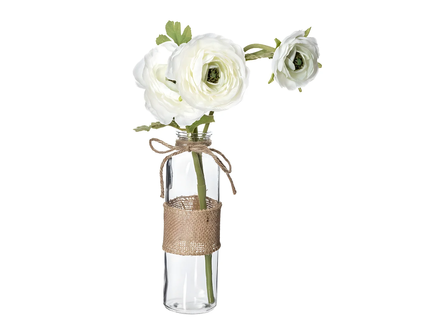 Fleurs Artificielles & Vase "Camelia" 39cm Blanc