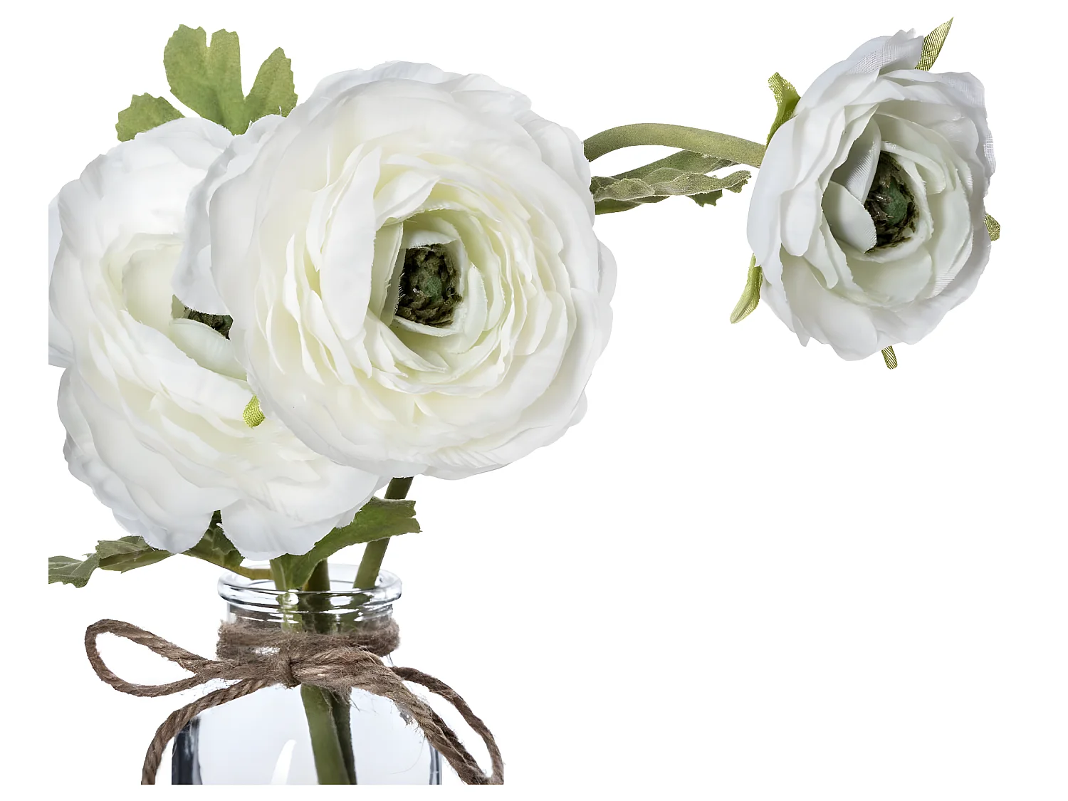 Fleurs Artificielles & Vase "Camelia" 39cm Blanc