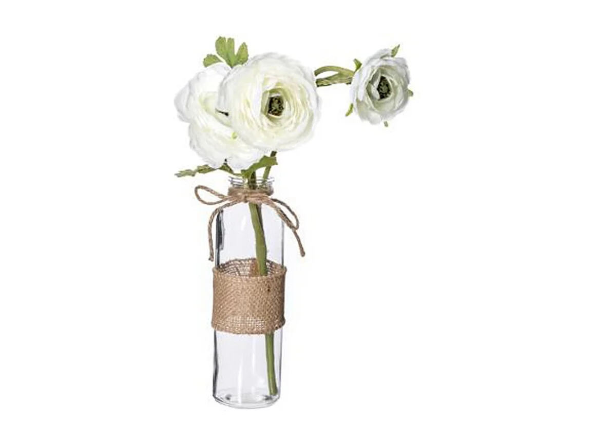 Fleurs Artificielles & Vase "Camelia" 39cm Blanc