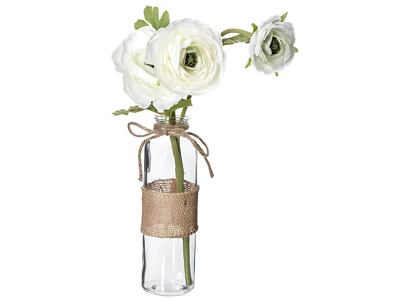Fleurs Artificielles & Vase "Camelia" 39cm Blanc