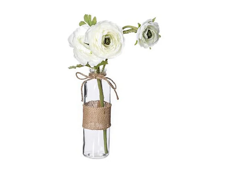 Fleurs Artificielles & Vase "Camelia" 39cm Blanc