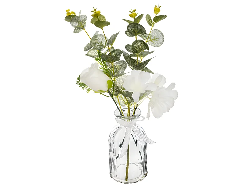 Composition Florale & Vase "Eucalyptus" 39cm Vert