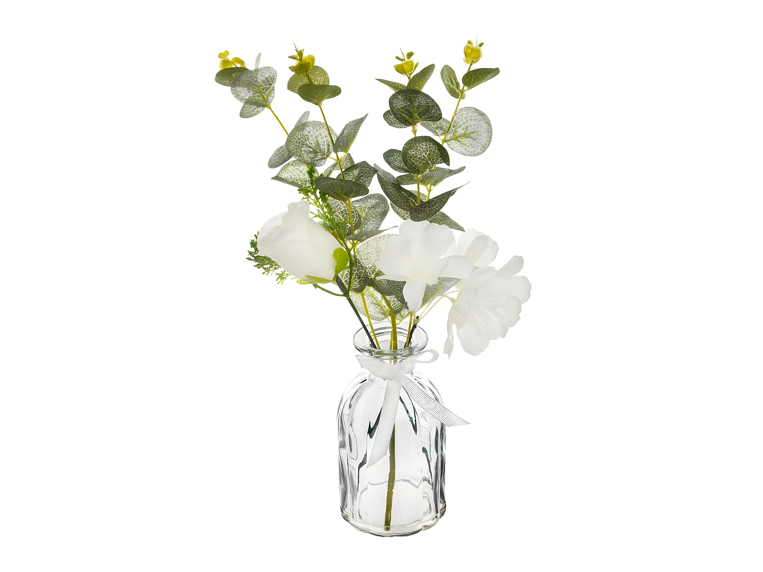Composition Florale & Vase "Eucalyptus" 39cm Vert