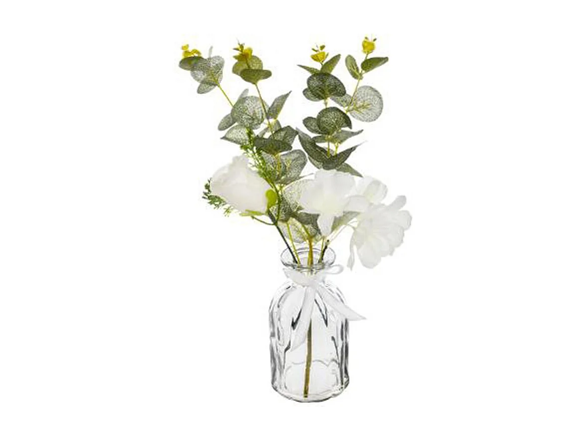 Composition Florale & Vase "Eucalyptus" 39cm Vert