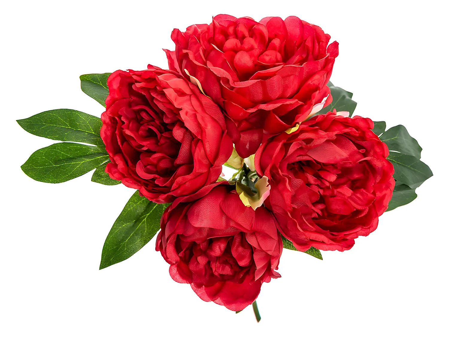 Bouquet de Fleurs "4 Pivoines" 30cm Rouge