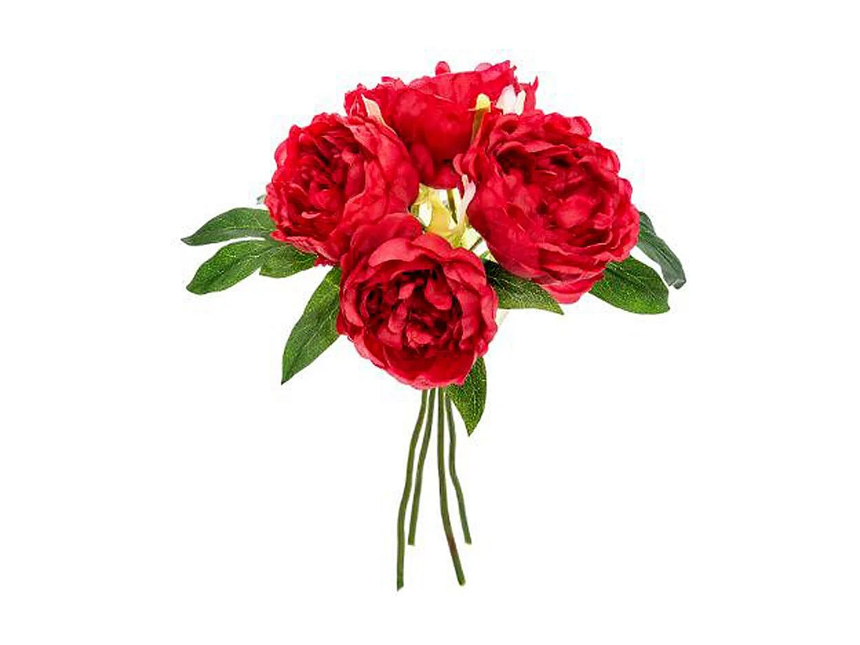 Bouquet de Fleurs "4 Pivoines" 30cm Rouge