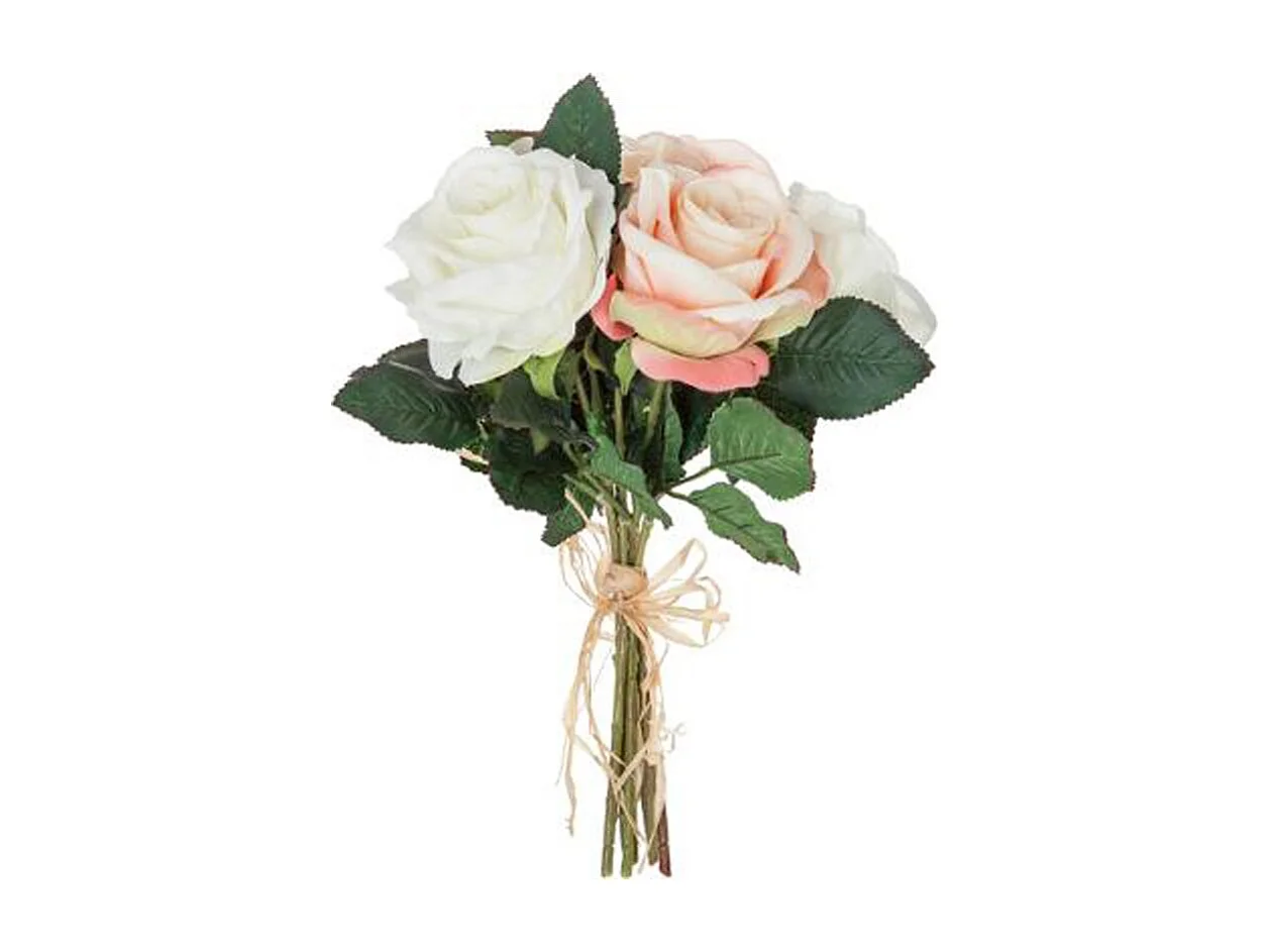 Bouquet de Fleur "7 Roses" 30cm Rose & Blanc