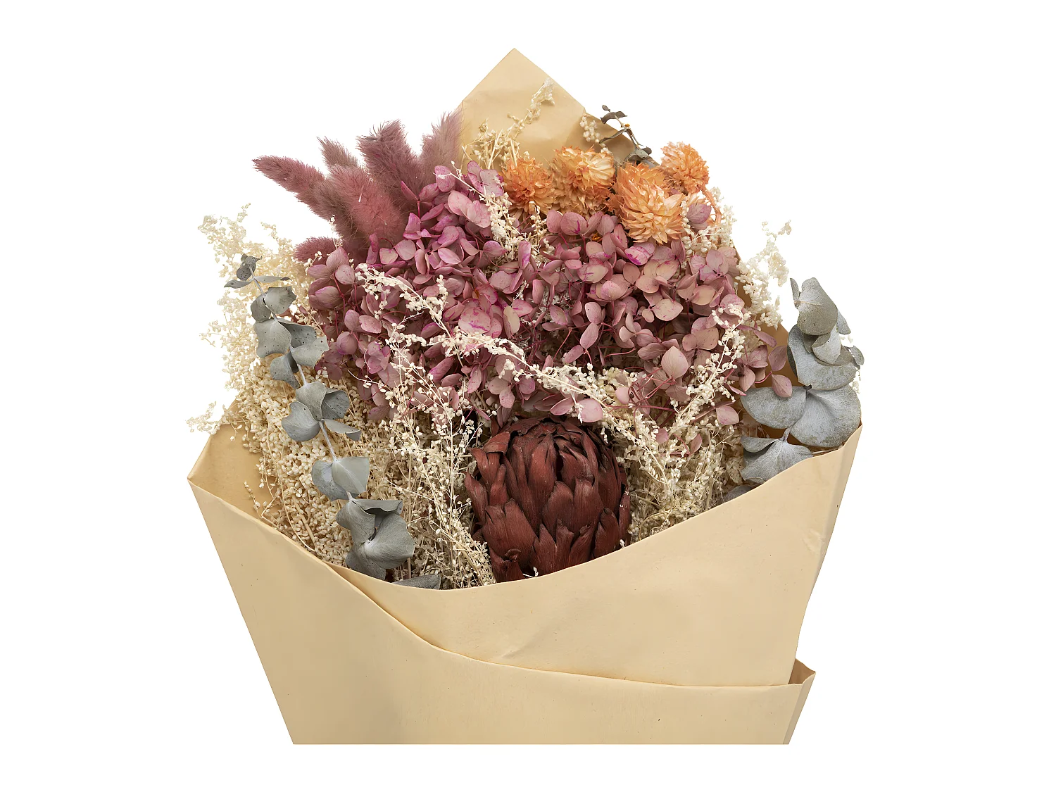 Bouquet de Fleurs Séchées "Carmen" 50cm Rose