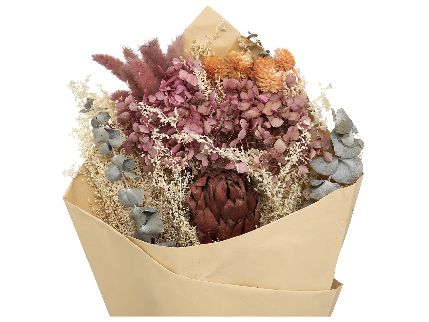 Bouquet de Fleurs Séchées "Carmen" 50cm Rose