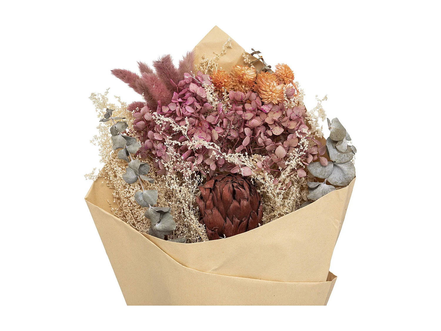 Bouquet de Fleurs Séchées "Carmen" 50cm Rose