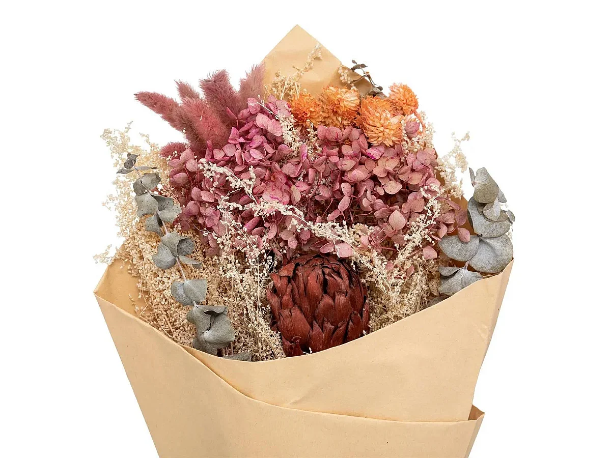 Bouquet de Fleurs Séchées "Carmen" 50cm Rose
