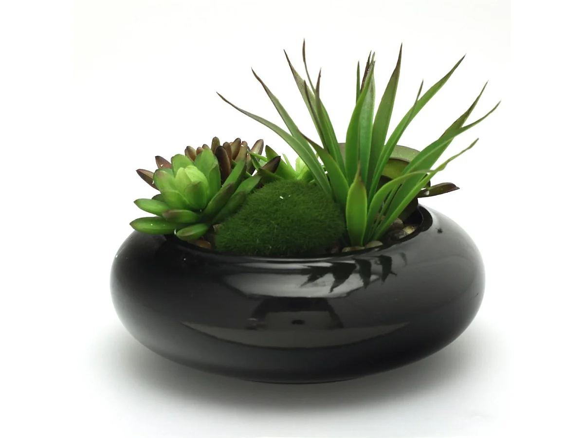 Composition Florale "Vase Céramique" 20cm Noir