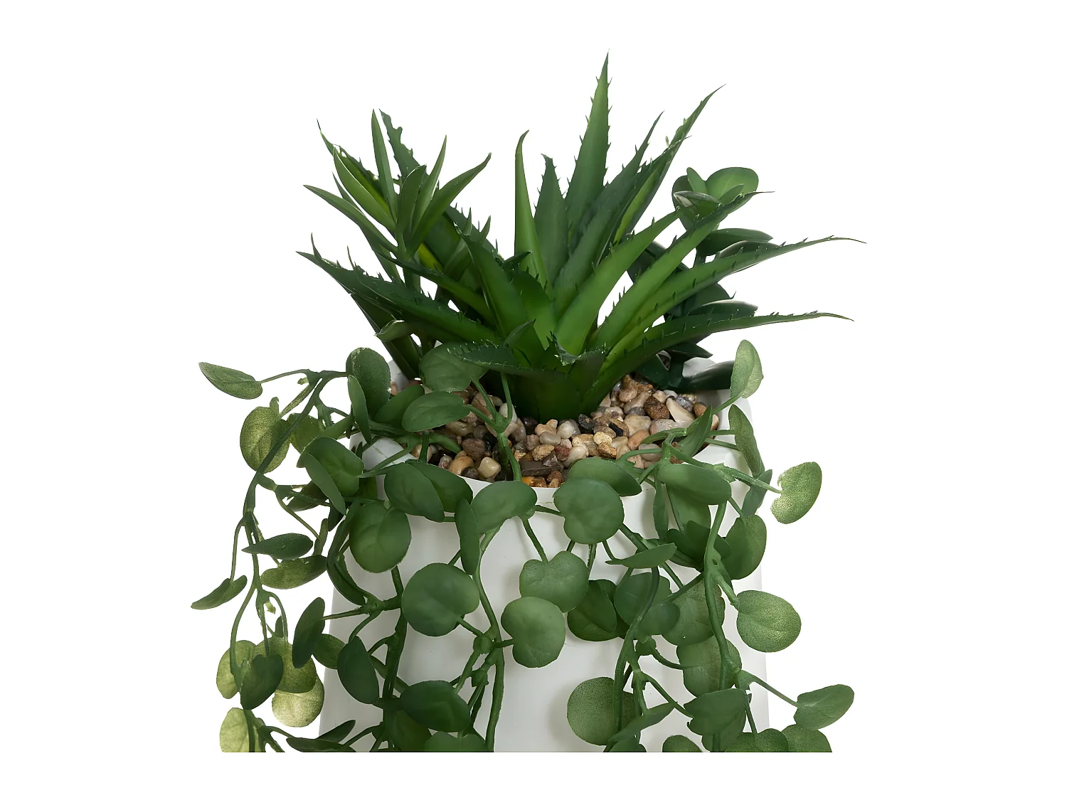Plante Artificielle en Pot "Compo" 33cm Blanc & Vert
