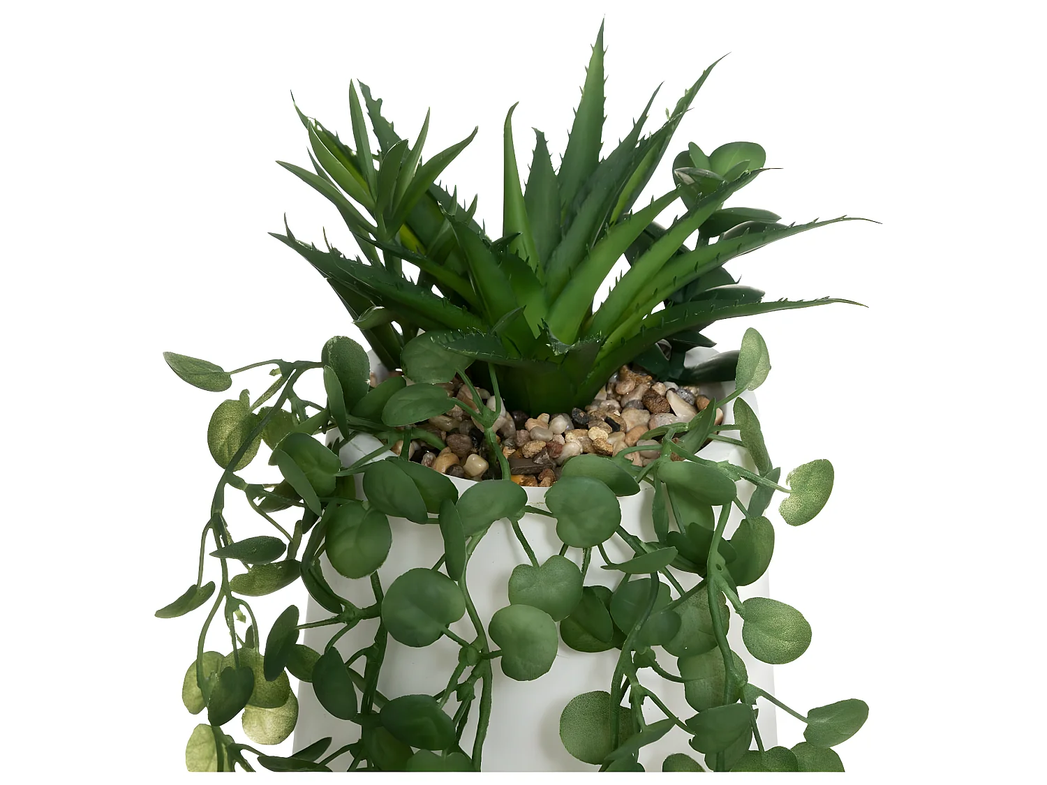 Plante Artificielle en Pot "Compo" 33cm Blanc & Vert