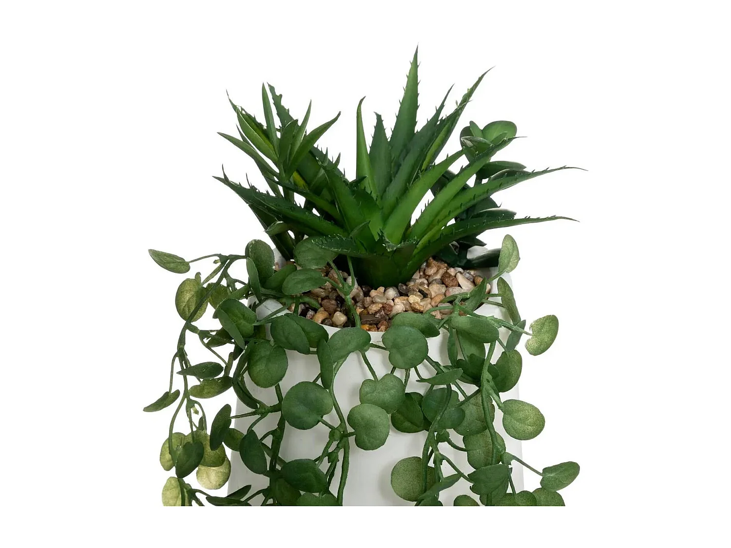 Plante Artificielle en Pot "Compo" 33cm Blanc & Vert