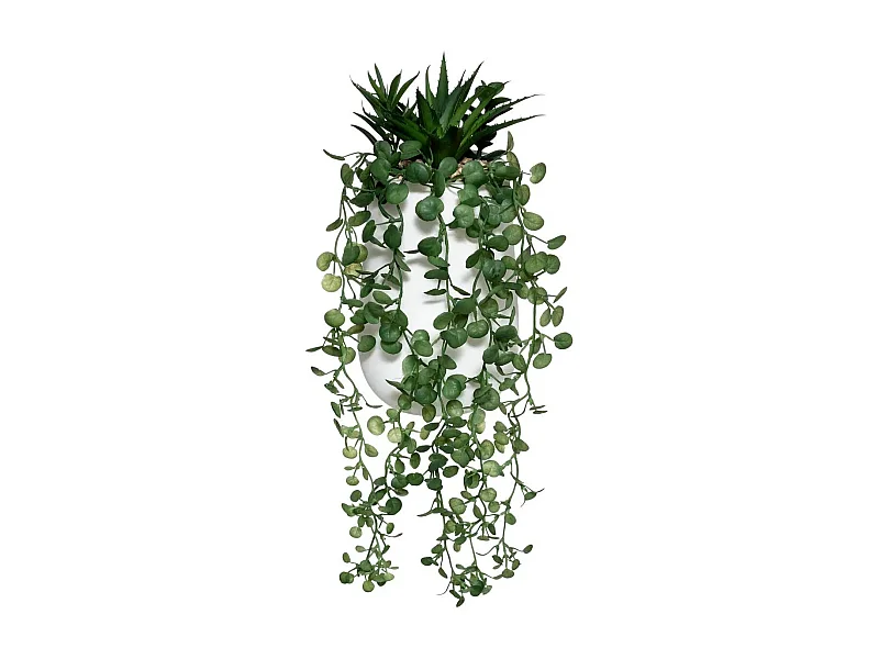 Plante Artificielle en Pot "Compo" 33cm Blanc & Vert
