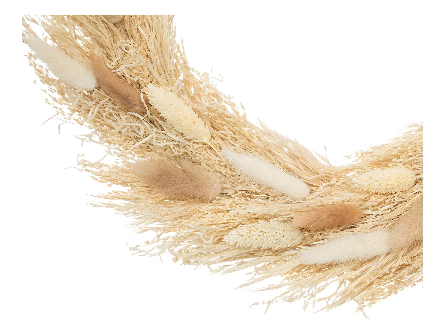 Couronne de Fleurs Séchées Beige et Blanc D 36cm