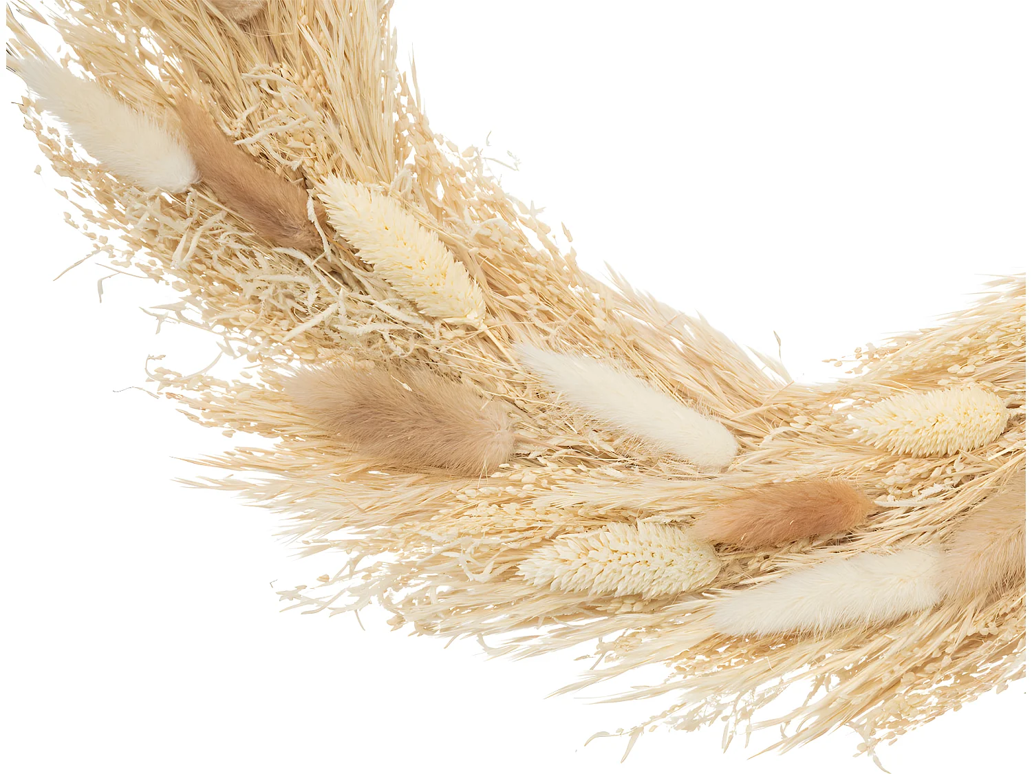 Couronne de Fleurs Séchées Beige et Blanc D 36cm