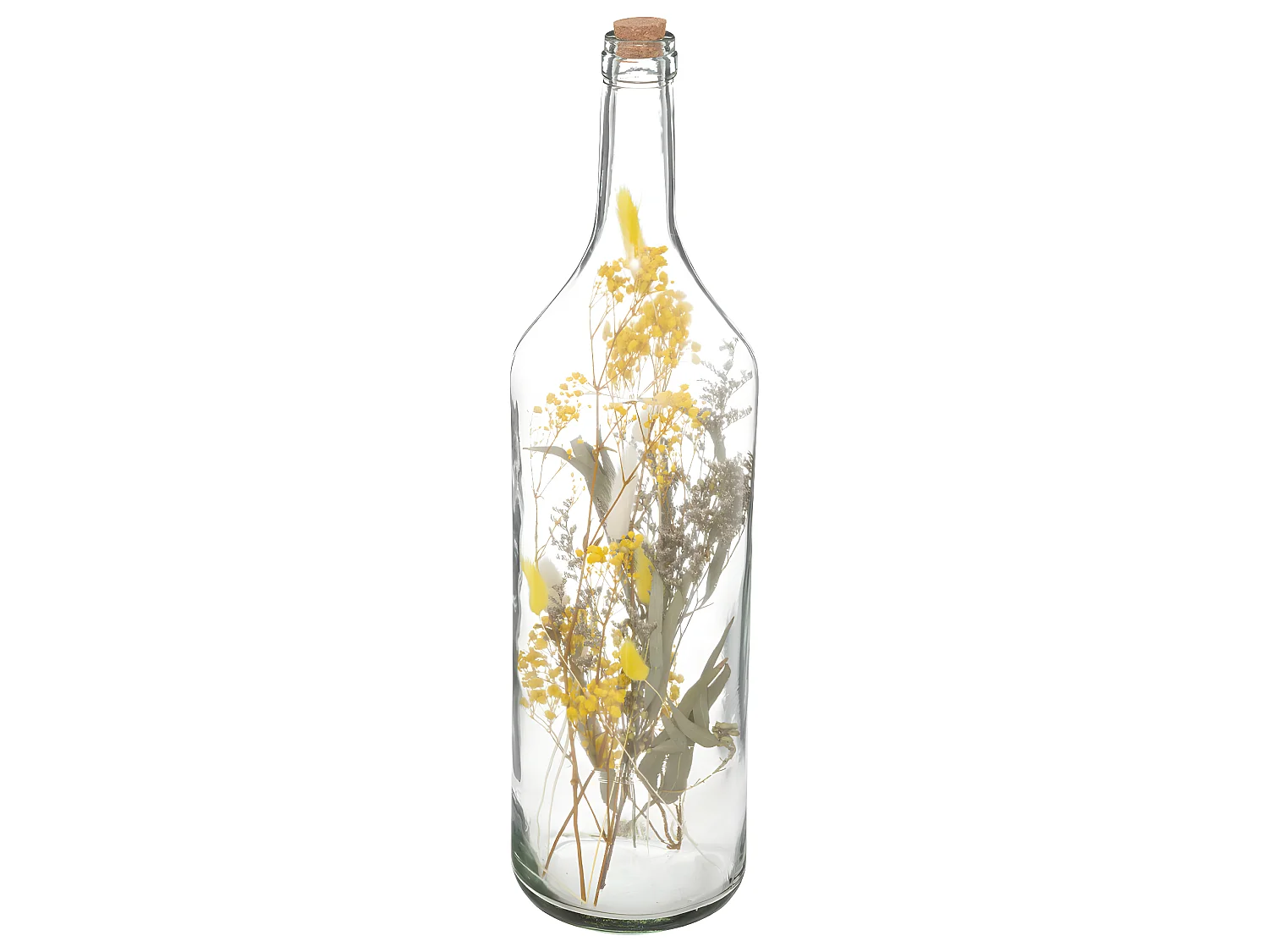 Fleurs Séchées dans une Bouteille en Verre H 54.5 cm