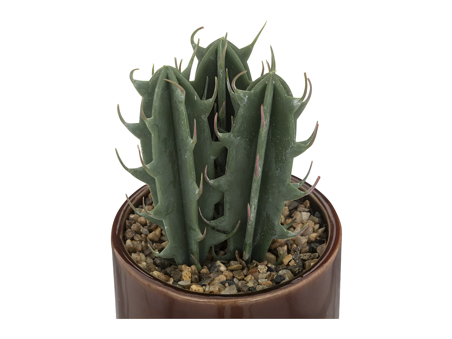 Plante grasse artificielle Pot en céramique émaillée H 19 cm