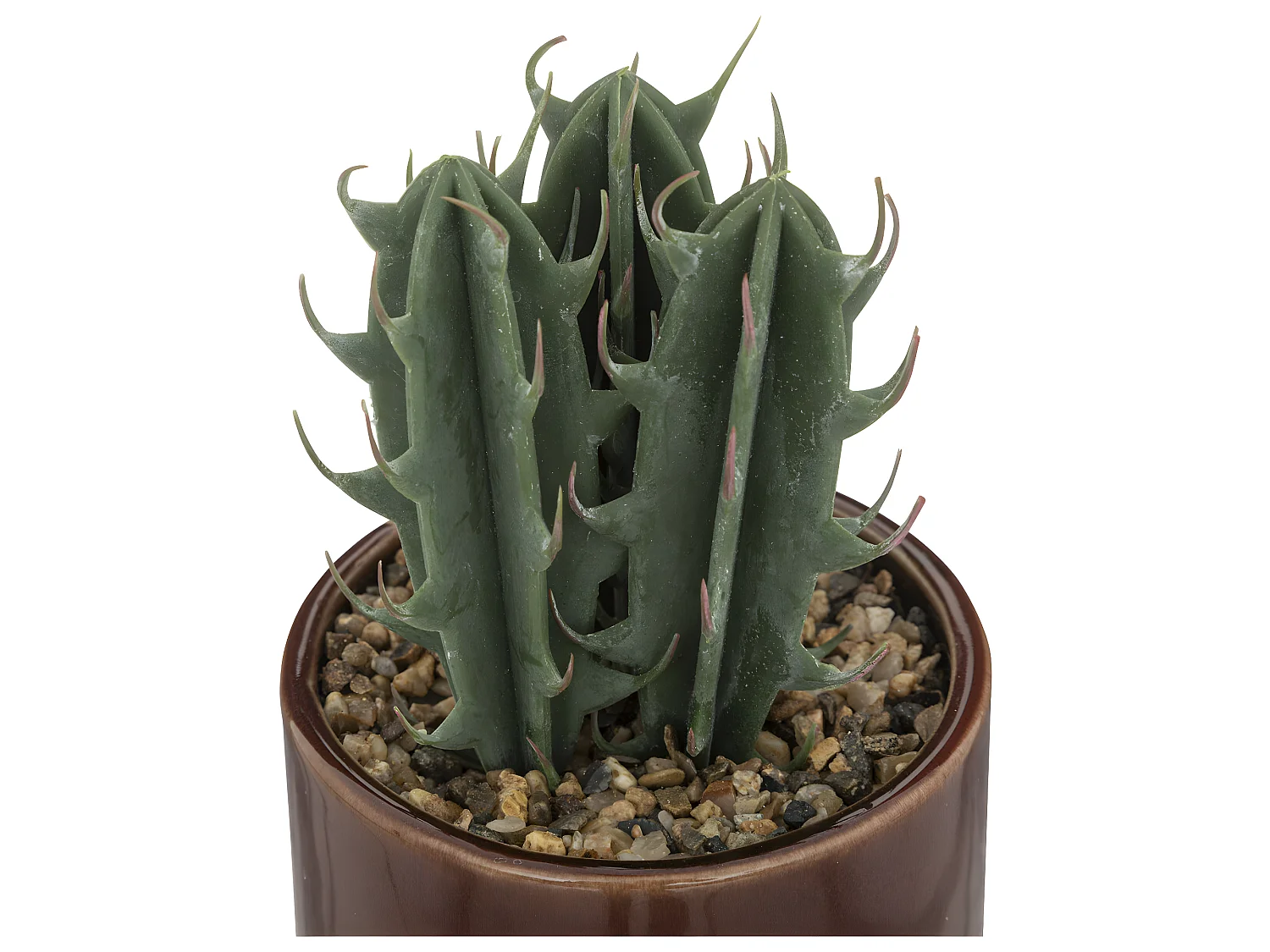 Plante grasse artificielle Pot en céramique émaillée H 19 cm