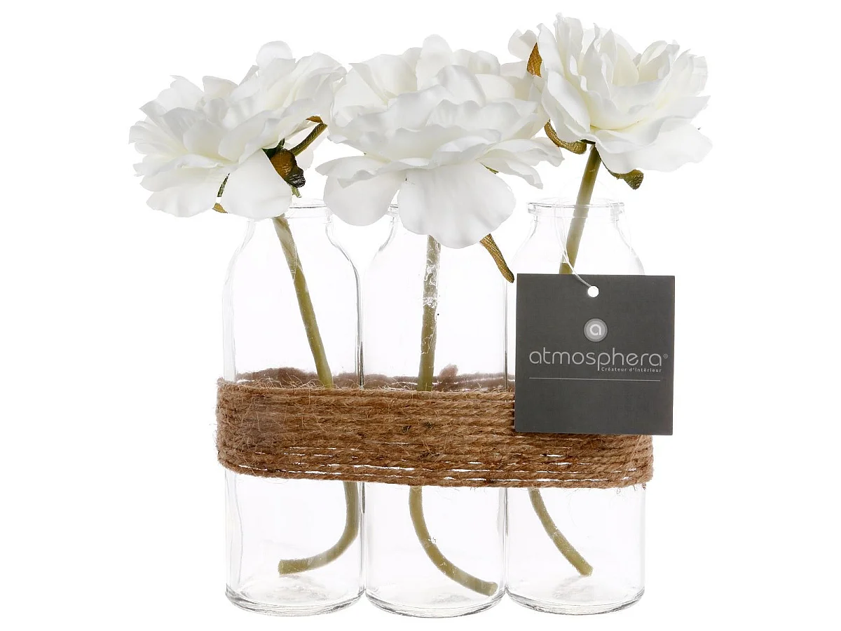 Composition Florale Artificielle "Tube" 23cm Naturel