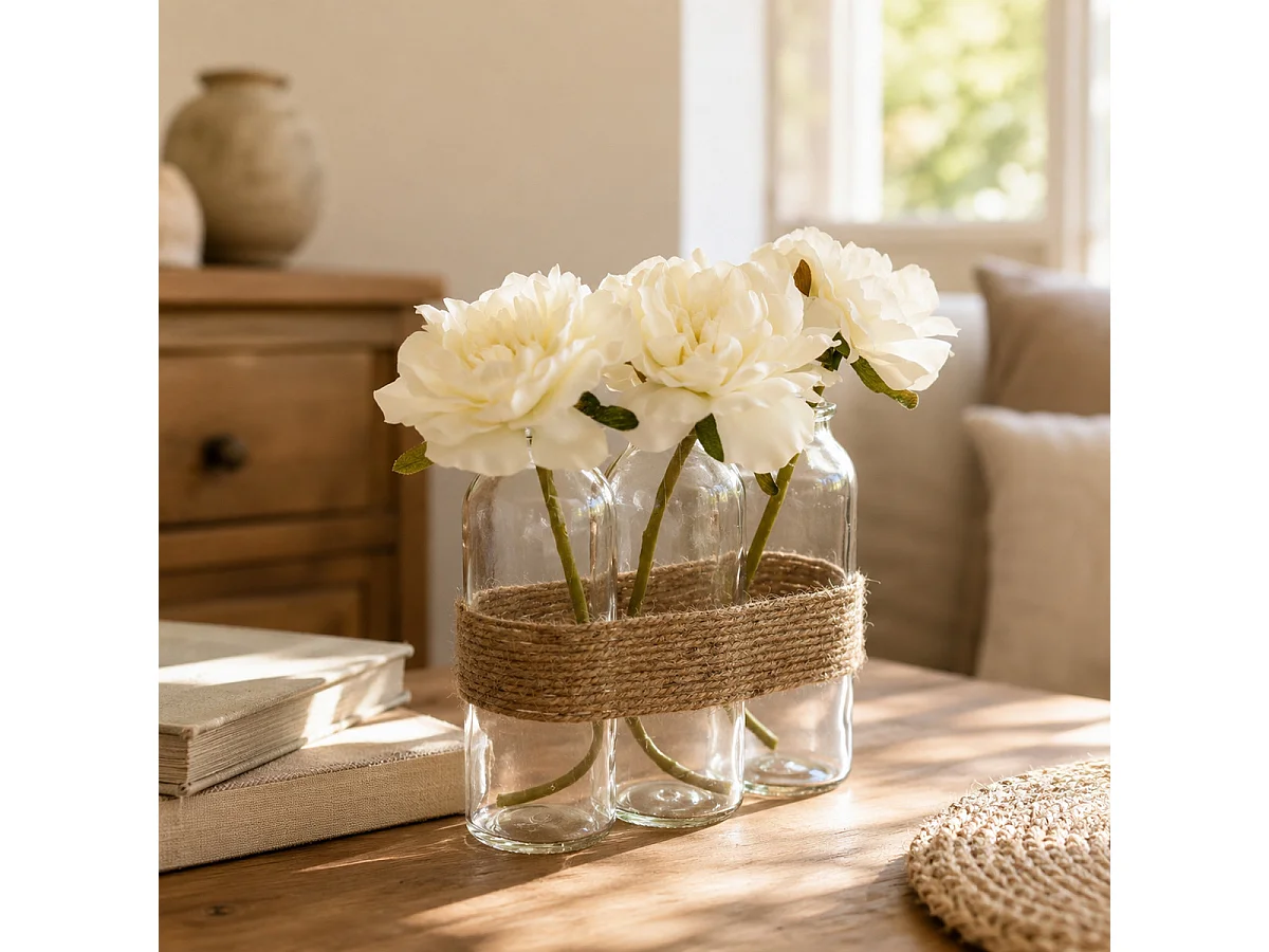 Composition Florale Artificielle "Tube" 23cm Naturel