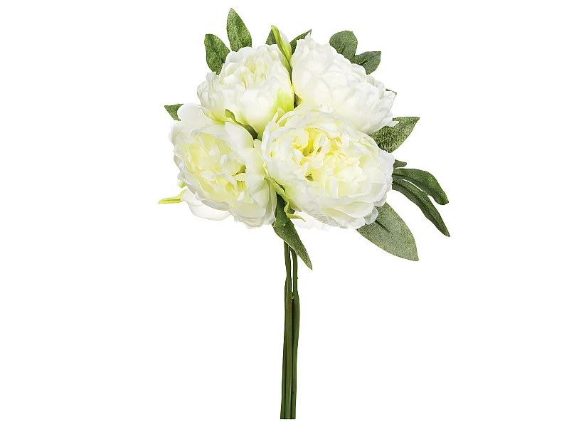 Bouquet de Fleurs "4 Pivoines" 31cm Blanc