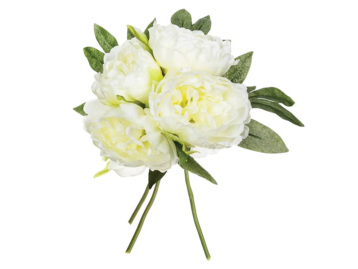 Bouquet de Fleurs "4 Pivoines" 31cm Blanc