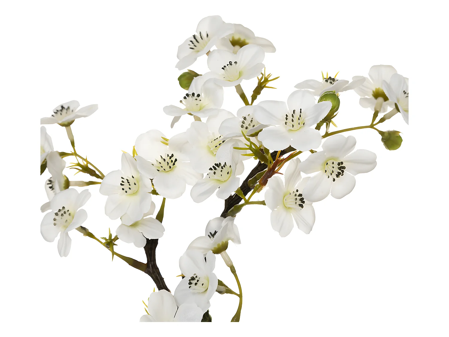 Plante Artificielle en Pot "Cerisier" 26cm Blanc