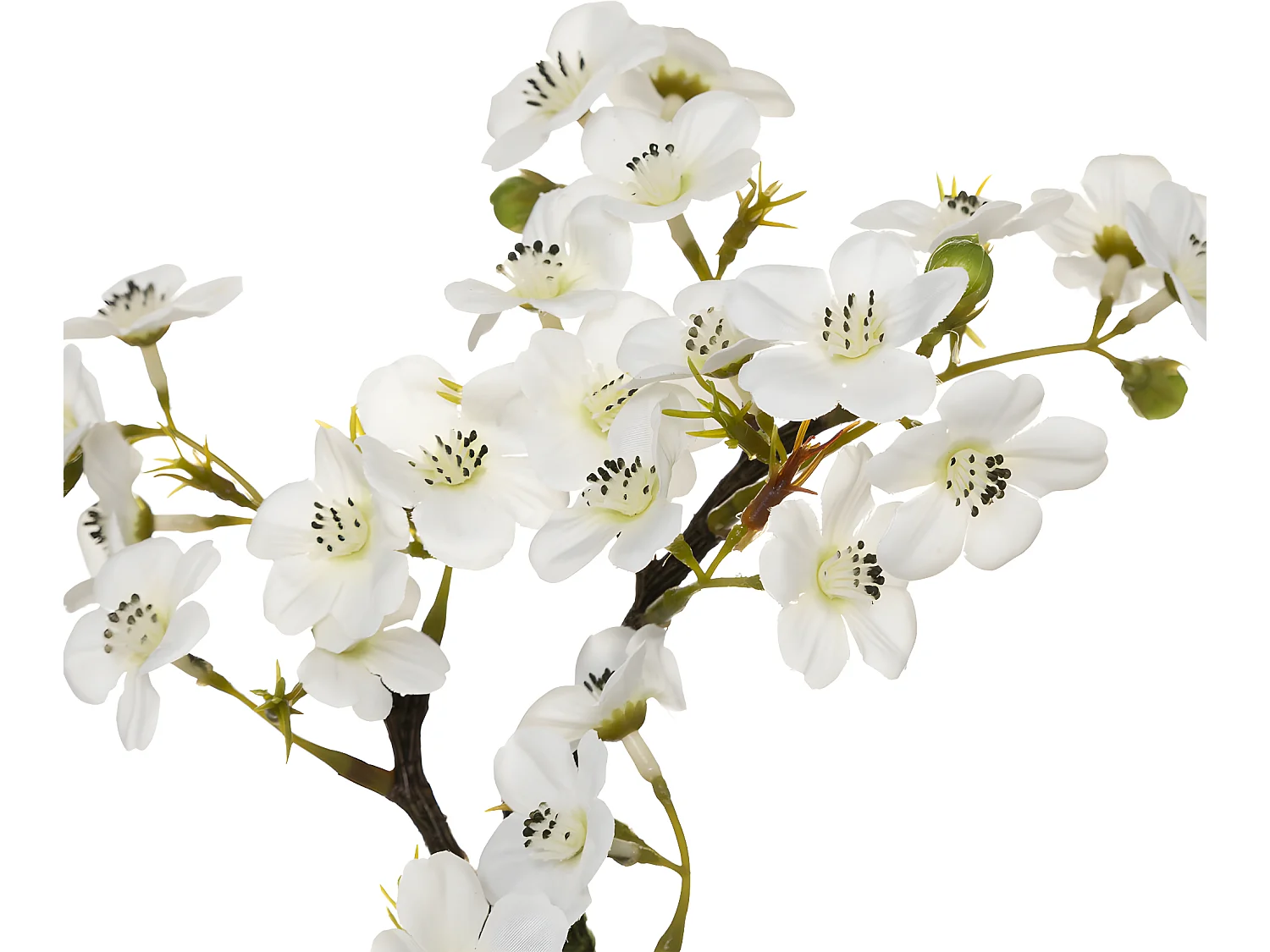 Plante Artificielle en Pot "Cerisier" 26cm Blanc