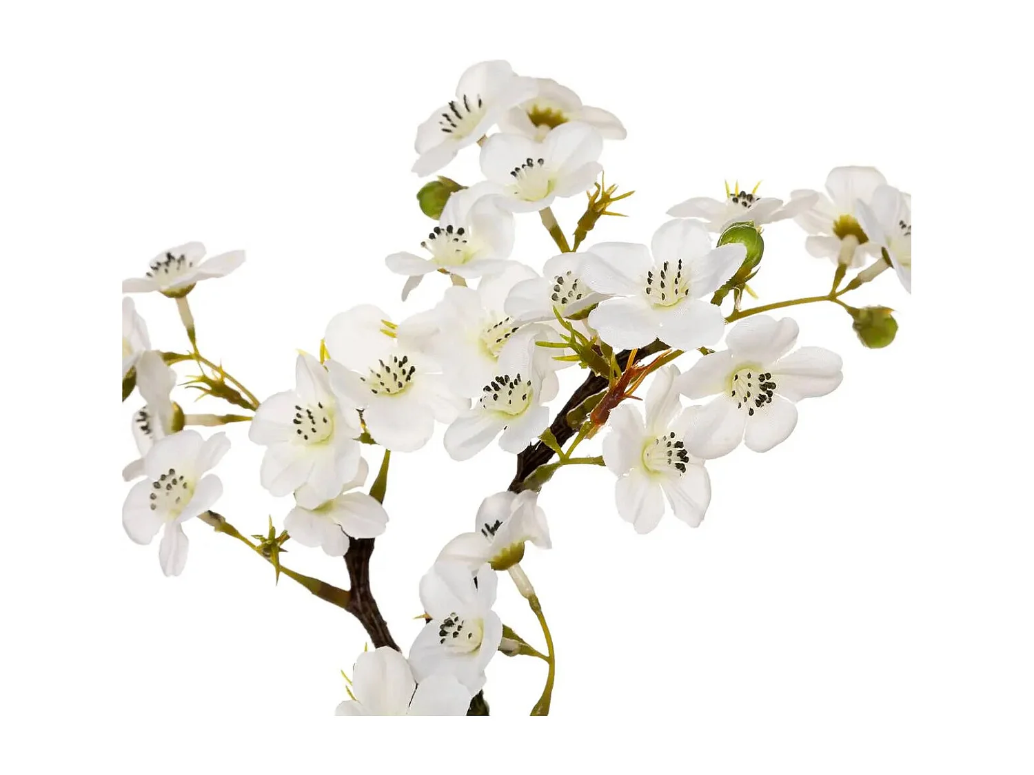 Plante Artificielle en Pot "Cerisier" 26cm Blanc